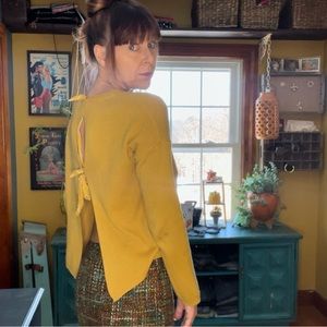 Mustard Yellow Sexy Back Knit Top